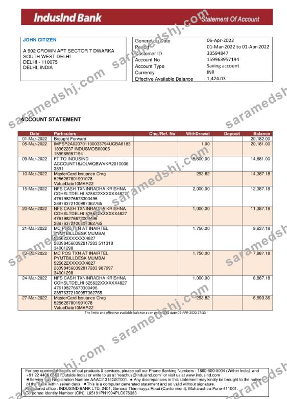 India IndusInd bank statement.1